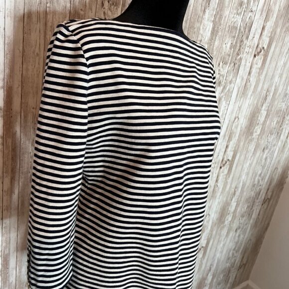 Talbots Black/Tan Long Sleeve Boat Neck Shirt size Medium - Picture 2 of 5